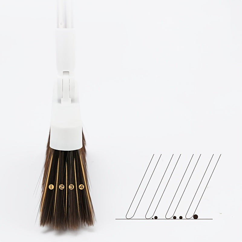 180° Rotating Broom with Adjustable Handle - 47.2 Inch Total Length, 120cm Stick Length, Ideal for Hard Floors in Living Room & Bedroom, Easy Ceiling Cleaning, White & Brown Bristles