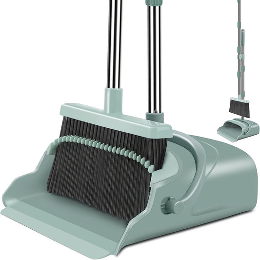 WEIYOOBY Local Broom And Dustpan Set, Outdoor Broom Dustpan Combination Set, Household And Commercial Cleaning Supplies Long Handled Corner Broom, Very Suitable For Courtyard, Garage, Living Room Floor - (six Colors To Choose From)